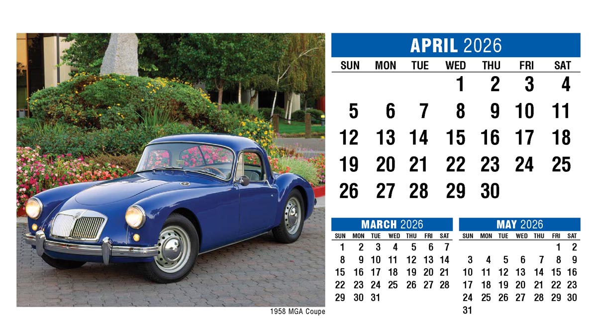 Galleria Classic Cars Promotional Desk Calendar- 2026